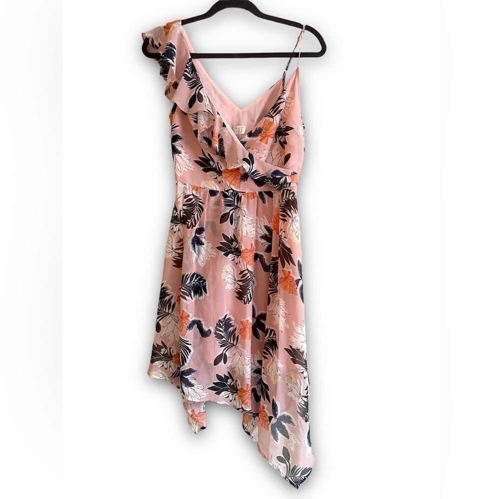 A NEW DAY Pink Tropical Floral Tank Asymmetrical Hem Summer Dress Women's Small